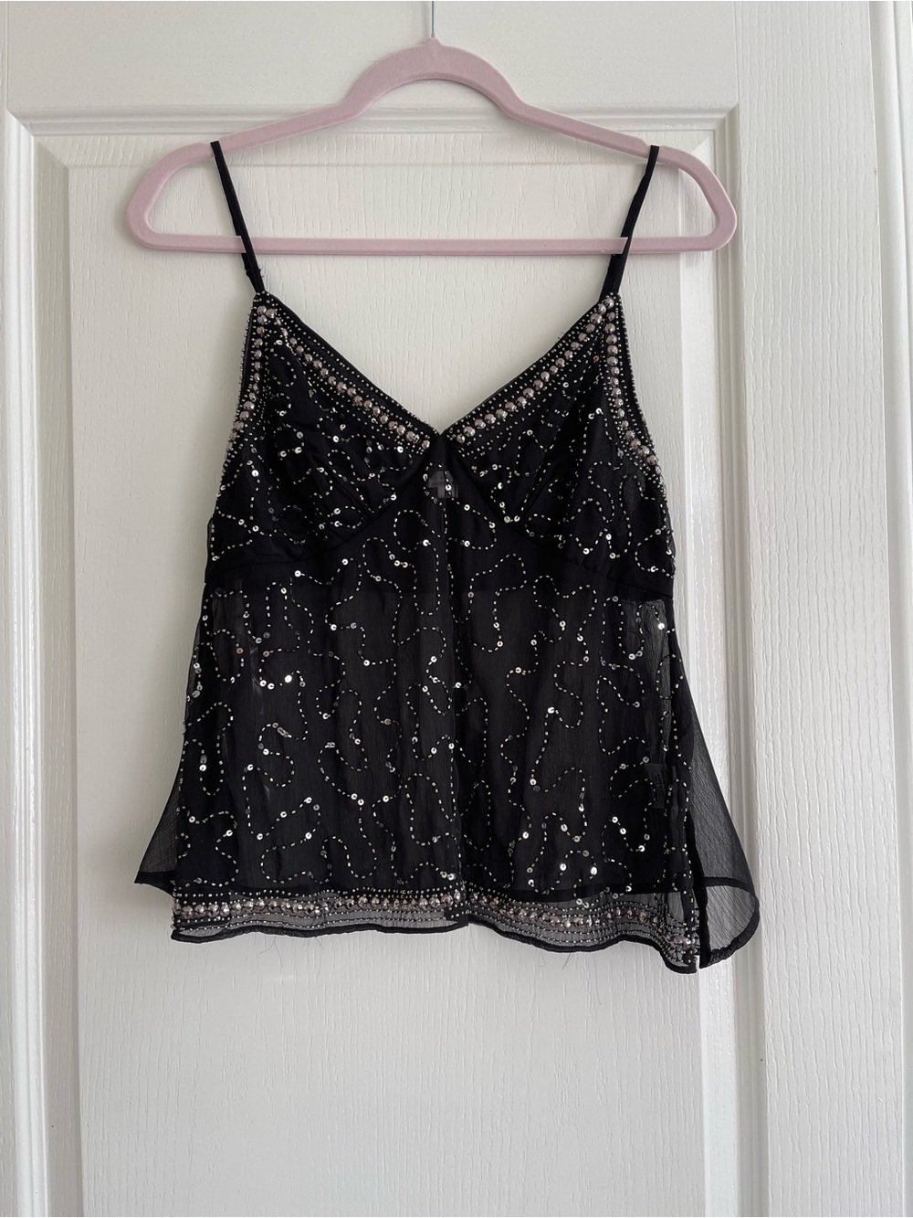 Live 4 Truth Black Beaded Sheer V-Neck Camisole